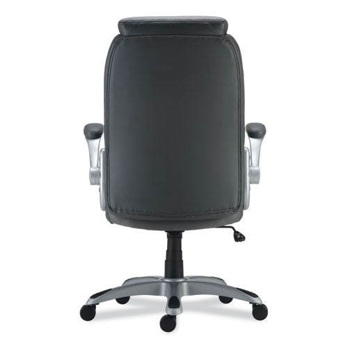 Alera Leithen Bonded Leather Midback Chair, Supports Up To 275 Lb, Gray Seat/back, Silver Base