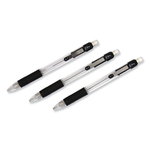 Z-grip Mechanical Pencil, 0.7 Mm, Hb (#2.5), Black Lead, Clear/black Grip Barrel, 24/pack