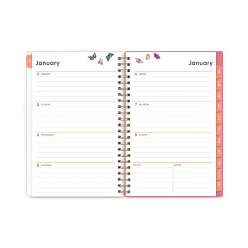 Fly By Frosted Weekly/monthly Planner, Fly By Butterflies Artwork, 8 X 5, Blush/pink Cover, 12-month (jan To Dec): 2023