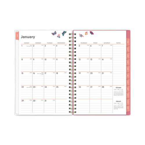 Fly By Frosted Weekly/monthly Planner, Fly By Butterflies Artwork, 8 X 5, Blush/pink Cover, 12-month (jan To Dec): 2023