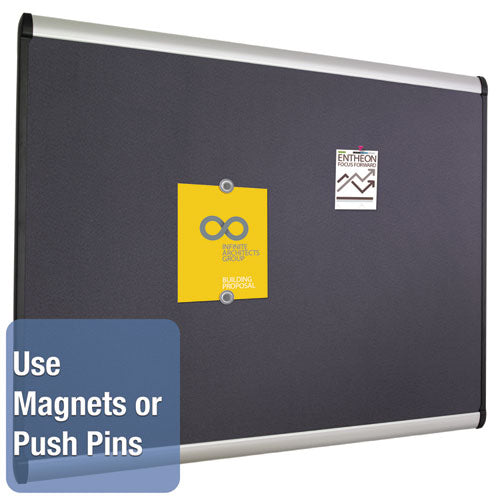 Prestige Plus Magnetic Fabric Bulletin Boards, 72 X 48, Gray Surface, Silver Aluminum Frame