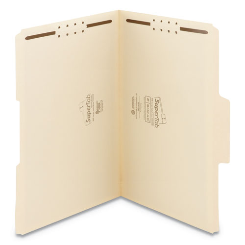 Supertab Reinforced Guide Height Fastener Folders, 14-pt Manila, 0.75" Expansion, 2 Fasteners, Legal Size, Manila, 50/box