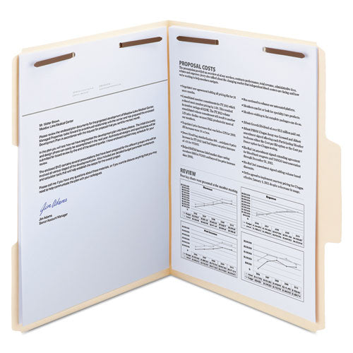 Supertab Reinforced Guide Height Fastener Folders, 14-pt Manila, 0.75" Expansion, 2 Fasteners, Legal Size, Manila, 50/box