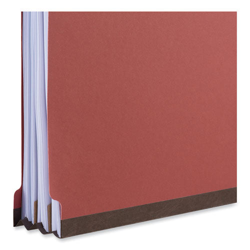 Bright Colored Pressboard Classification Folders, 2" Expansion, 2 Dividers, 6 Fasteners, Letter Size, Ruby Red, 10/box