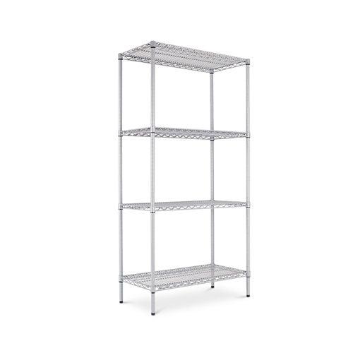 Nsf Certified Industrial Four-shelf Wire Shelving Kit, 48w X 18d X 72h, Black