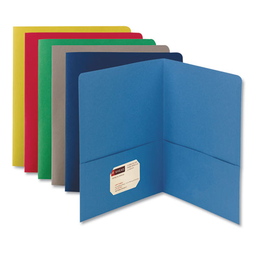 Two-pocket Folder, Textured Paper, 100-sheet Capacity, 11 X 8.5, Dark Blue, 25/box