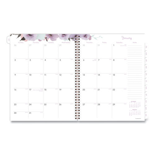 Mina Weekly/monthly Planner, Main Floral Artwork, 11 X 8.5, White/violet/peach Cover, 12-month (jan To Dec): 2023