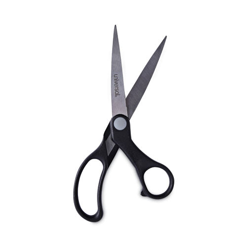 Stainless Steel Office Scissors, 8.5" Long, 3.75" Cut Length, Black Offset Handle