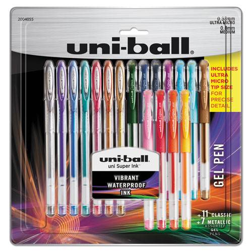 Gel Pen, Stick, Assorted Sizes, Assorted Ink Colors, Clear Barrel, 24/pack