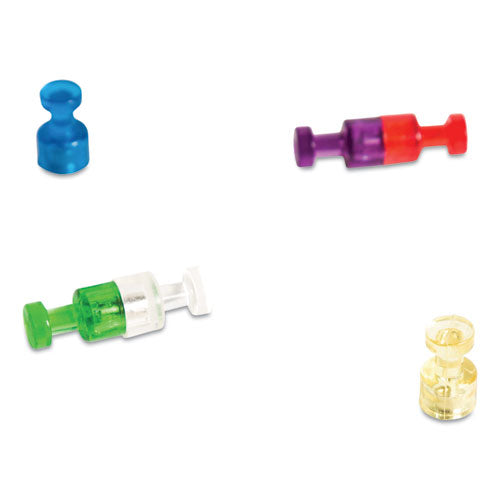 Magnetic Push Pins, Assorted Colors, 0.75" Diameter, 6/pack