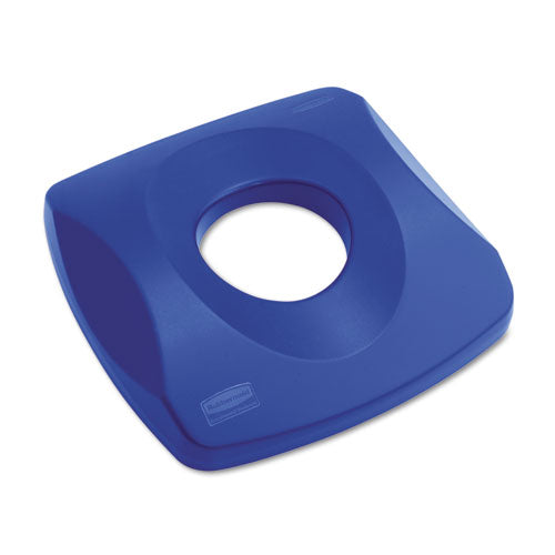 Untouchable Bottle And Can Recycling Top, Round Opening,  20.13w X 20.13d X 6.25h, Blue