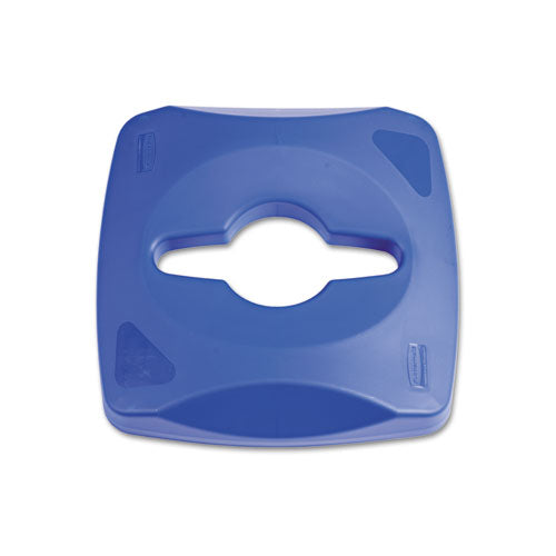 Untouchable Bottle And Can Recycling Top, Round Opening,  20.13w X 20.13d X 6.25h, Blue