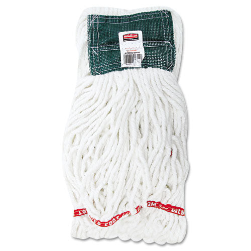Web Foot Shrinkless Looped-end Wet Mop Head, Cotton/synthetic, Large, Green, 5" Red Headband