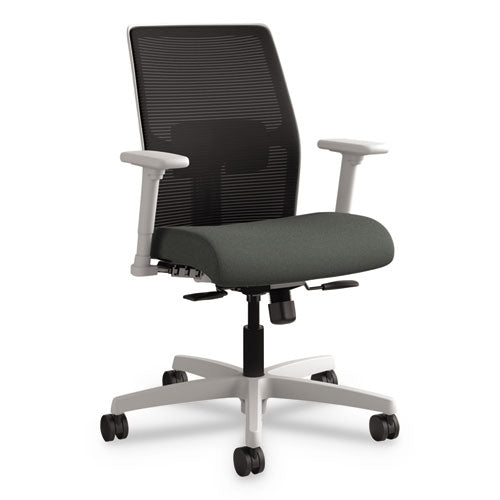 Ignition Series Mesh Mid-back Work Chair, Supports Up To 300 Lb, 17.5" To 22" Seat Height, Iron Ore Seat, Black Back/base