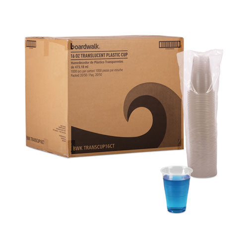 Translucent Plastic Cold Cups, 16 Oz, Polypropylene, 50 Cups/sleeve, 20 Sleeves/carton