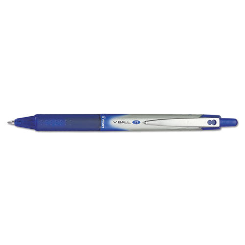 Vball Rt Liquid Ink Roller Ball Pen, Retractable, Fine 0.7 Mm, Blue Ink, Blue/white Barrel