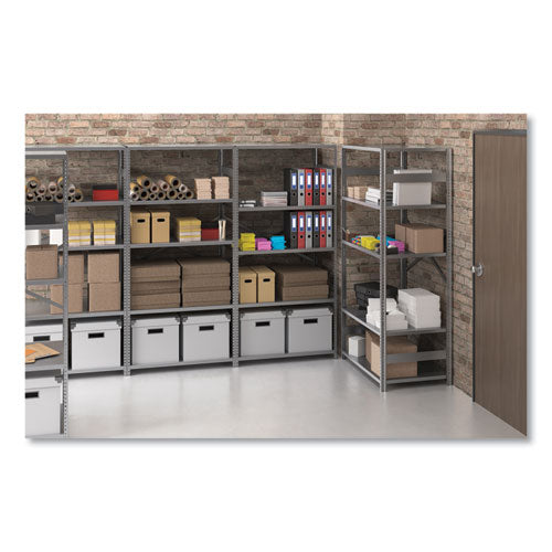 Closed Commercial Steel Shelving, Five-shelf, 36w X 12d X 75h, Medium Gray