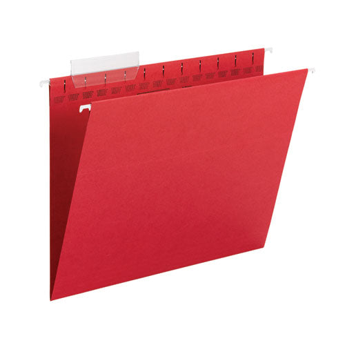 Tuff Hanging Folders With Easy Slide Tab, Letter Size, 1/3-cut Tabs, Red, 18/box