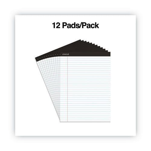 Premium Ruled Writing Pads With Heavy-duty Back, Wide/legal Rule, Black Headband, 50 White 8.5 X 11 Sheets, 12/pack