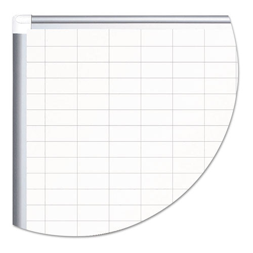 Gridded Magnetic Porcelain Dry Erase Planning Board, 1 X 2 Grid, 72 X 48, White Surface, Silver Aluminum Frame