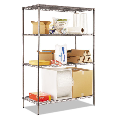 Wire Shelving Starter Kit, Four-shelf, 48w X 24d X 72h, Black Anthracite