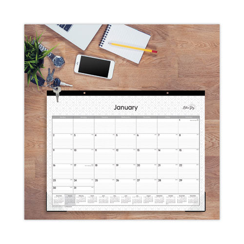 Enterprise Desk Pad, Geometric Artwork, 22 X 17, White/gray Sheets, Black Binding, Clear Corners, 12-month (jan-dec): 2023