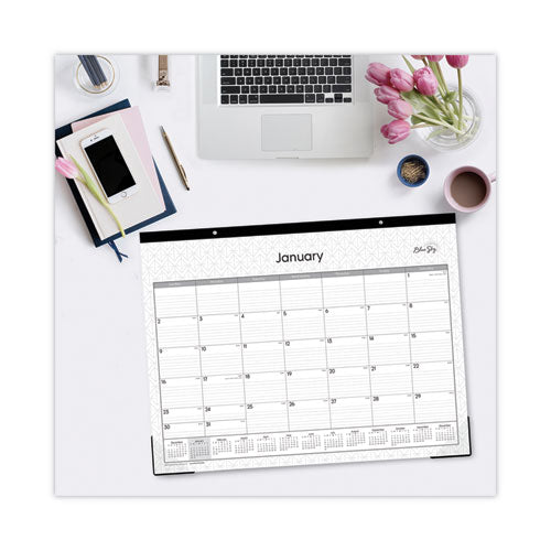 Enterprise Desk Pad, Geometric Artwork, 22 X 17, White/gray Sheets, Black Binding, Clear Corners, 12-month (jan-dec): 2023