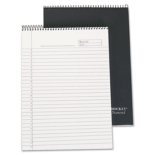 Docket Diamond Top-wire Ruled Planning Pad, Wide/legal Rule, Black Cover, 60 White 8.5 X 11.75 Sheets