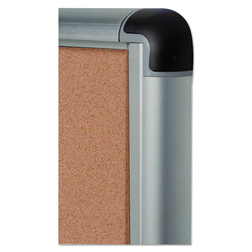 Slim-line Enclosed Cork Bulletin Board, One Door, 28 X 38, Cork Surface, Aluminum Frame