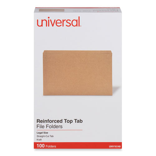 Reinforced Kraft Top Tab File Folders, Straight Tabs, Legal Size, 0.75" Expansion, Brown, 100/box