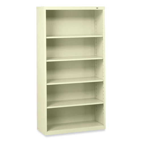 Metal Bookcase, Five-shelf, 34.5w X 13.5d X 66h, Putty