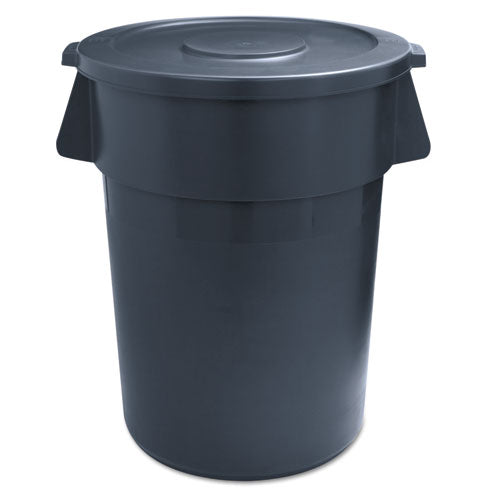 Round Waste Receptacle, 44 Gal, Plastic, Gray