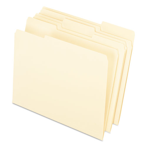 Interior File Folders, 1/3-cut Tabs: Assorted, Letter Size, Manila, 100/box