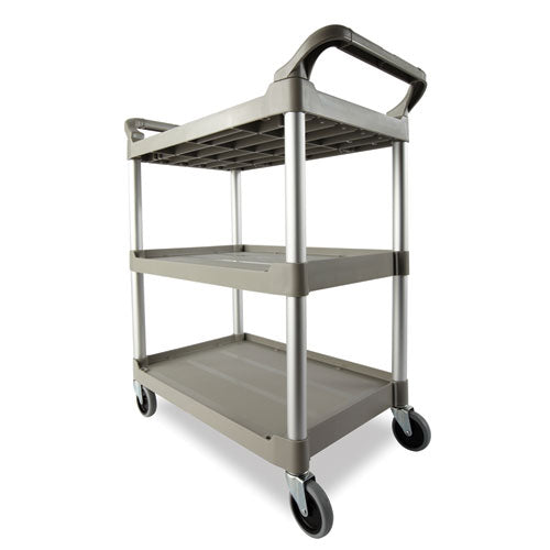 Three-shelf Service Cart, Plastic, 3 Shelves, 200 Lb Capacity, 18.63" X 33.63" X 37.75", Off-white