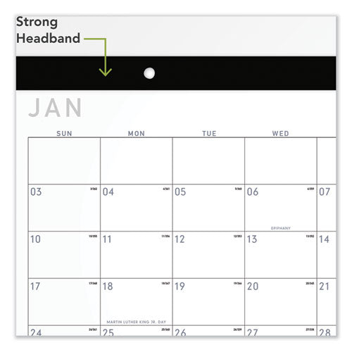 Contemporary Monthly Desk Pad, 18 X 11, White Sheets, Black Binding/corners,12-month (jan To Dec): 2023