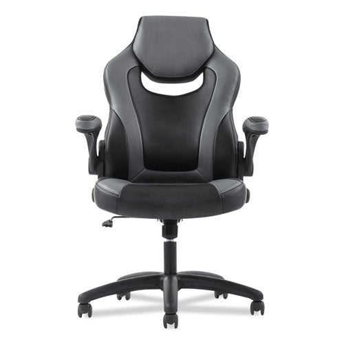 9-one-one High-back Racing Style Chair With Flip-up Arms, Supports Up To 225 Lb, Black Seat, Gray Back, Black Base