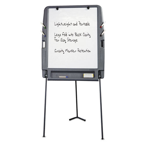 Ingenuity Portable Flipchart Easel With Dry Erase Surface, 35 X 30, 73" Tall Easel, Charcoal Polyethylene Frame