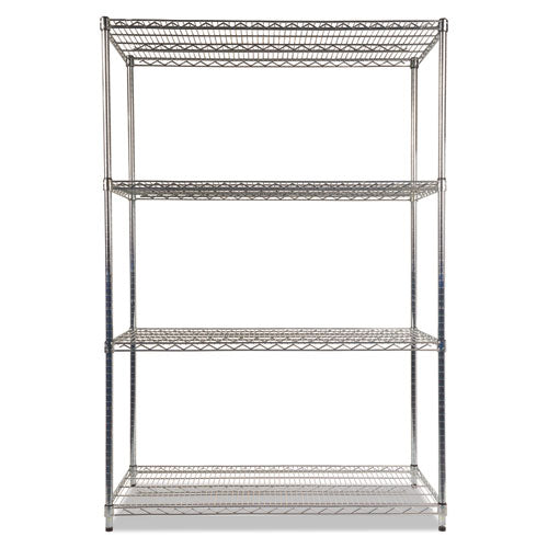 Nsf Certified Industrial Four-shelf Wire Shelving Kit, 48w X 24d X 72h, Silver