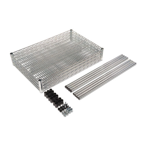 Nsf Certified Industrial Four-shelf Wire Shelving Kit, 48w X 24d X 72h, Silver