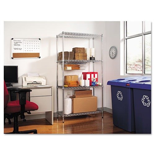 Nsf Certified Industrial Four-shelf Wire Shelving Kit, 48w X 24d X 72h, Silver