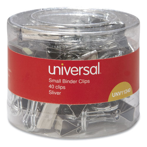 Binder Clips With Storage Tub, Large, Black/silver, 12/pack