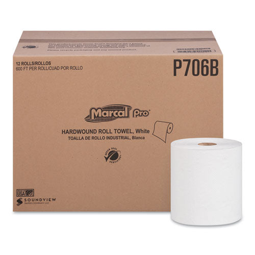 100% Recycled Hardwound Roll Paper Towels, 1-ply, 7.88" X 350 Ft, White, 12 Rolls/carton