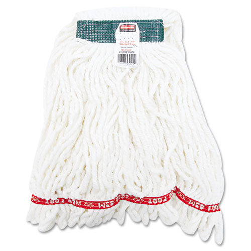 Web Foot Shrinkless Looped-end Wet Mop Head, Cotton/synthetic, Large, White, 1" White Headband