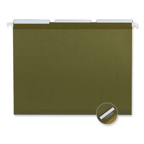 Deluxe Reinforced Recycled Hanging File Folders, Letter Size, 1/3-cut Tabs, Standard Green, 25/box
