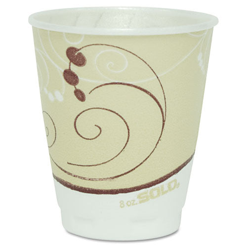 Trophy Plus Dual Temperature Insulated Cups In Symphony Design, 16 Oz, Beige, 50/pack, 15 Packs/carton