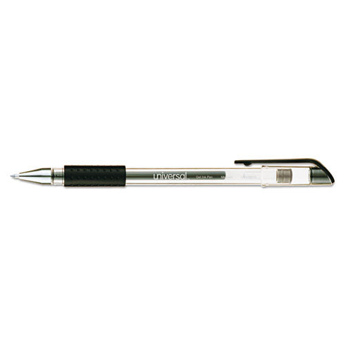 Comfort Grip Gel Pen, Stick, Medium 0.7 Mm, Black Ink, Clear Barrel, Dozen