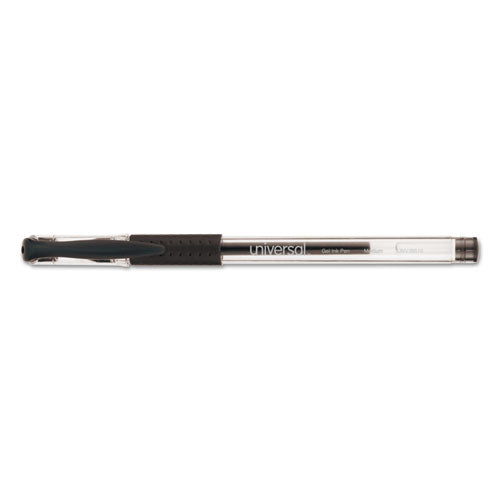 Comfort Grip Gel Pen, Stick, Medium 0.7 Mm, Black Ink, Clear Barrel, Dozen