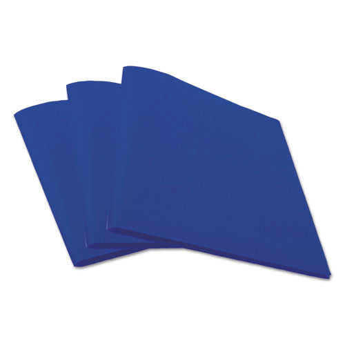 Two-pocket Plastic Folders, 100-sheet Capacity, 11 X 8.5, Navy Blue, 10/pack