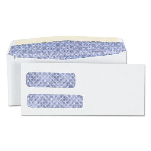 Double Window Business Envelope, #8 5/8, Square Flap, Self-adhesive Closure, 3.63 X 8.63, White, 500/box