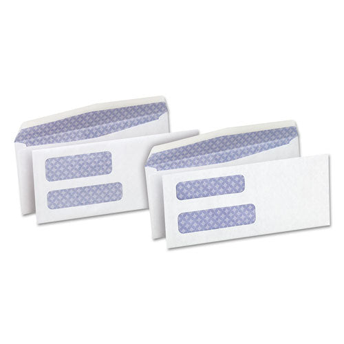 Double Window Business Envelope, #8 5/8, Square Flap, Self-adhesive Closure, 3.63 X 8.63, White, 500/box